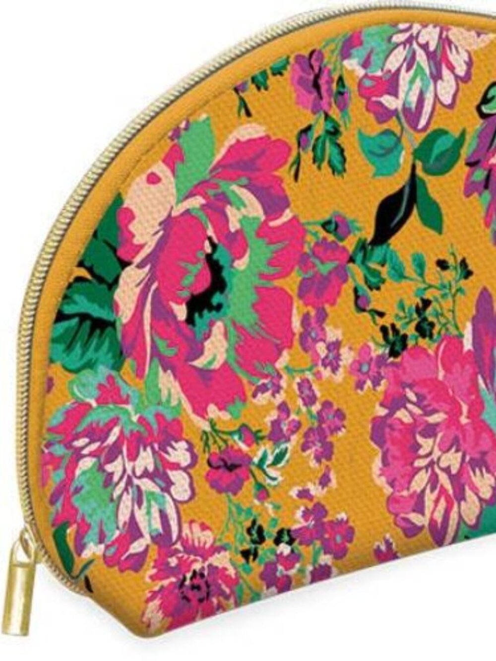 This stylish canvas bag is adorned with a vibrant floral print, a silky inner li